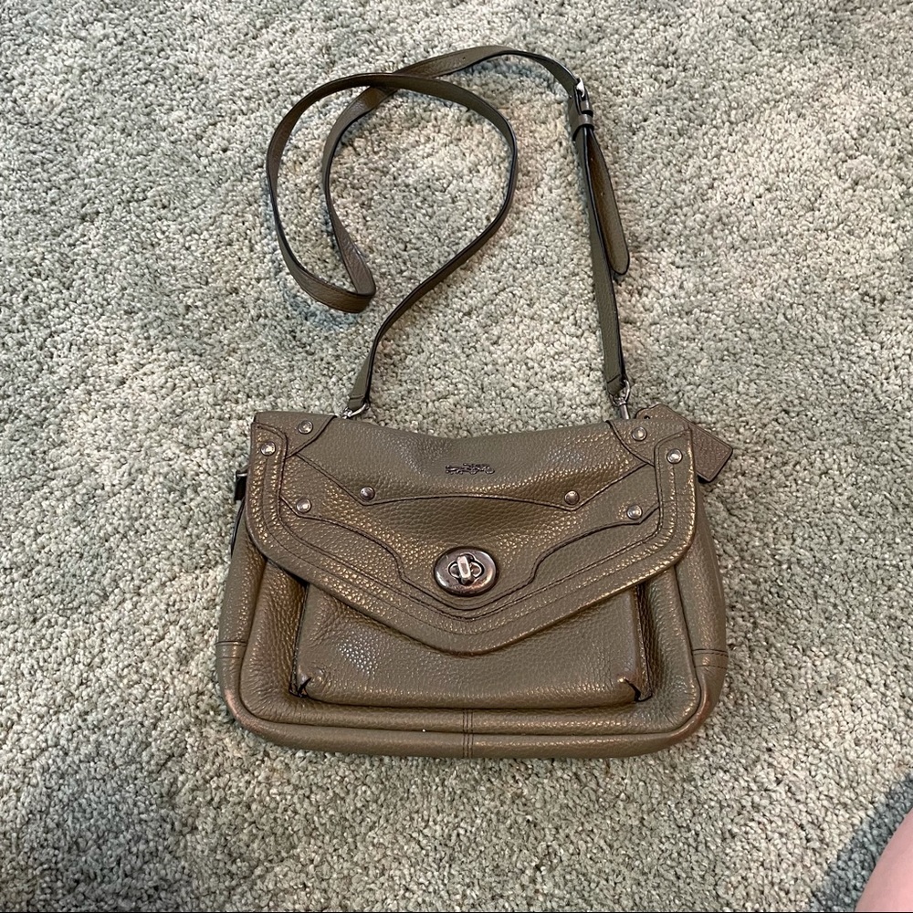 Olive green coach crossbody purse